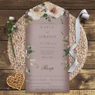 Boho Cream Rosas Casando Tudo Em Um Convite