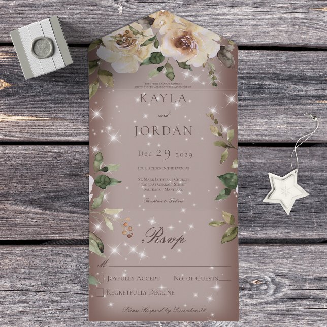 Boho Cream Rosas Sparkle Brown Sem Janto (Criador carregado)