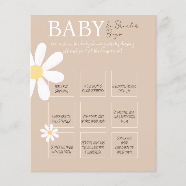 Boho Daisy Floral Baby Ice Breaker Jogo (Frente)