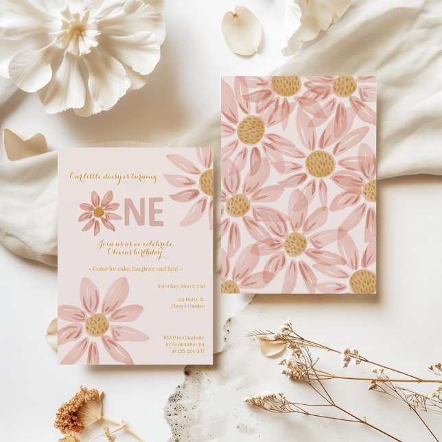 Boho Daisy primeiro aniversario Convite para Menin (Criador carregado)
