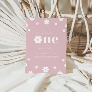 Boho Daisy Primeiro Convite de Aniversário