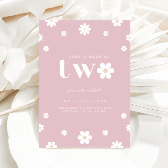 Boho Daisy Segundo Convite de Aniversário (Criador carregado)