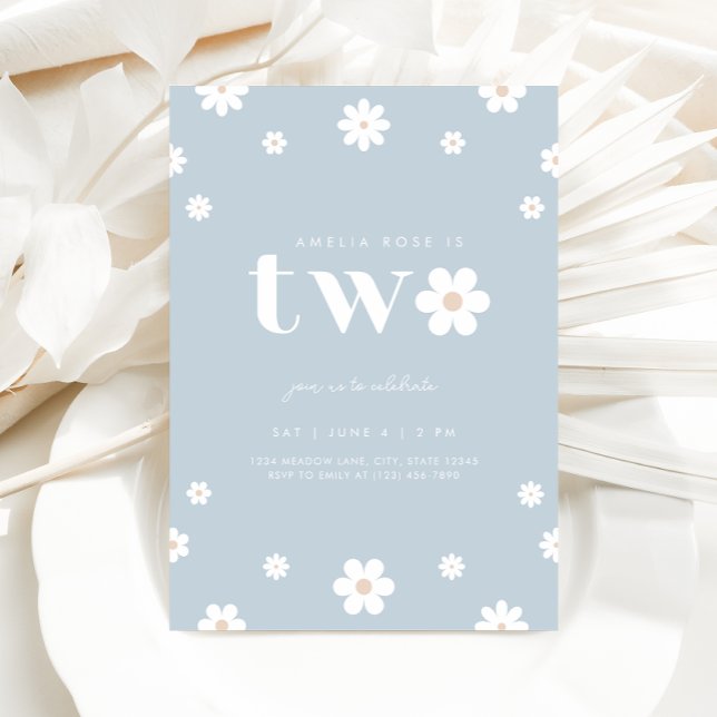 Boho Daisy Segundo Convite de Aniversário (Criador carregado)