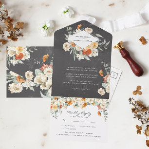 Boho Dark Floral Greenery Boho Casamento Botânico
