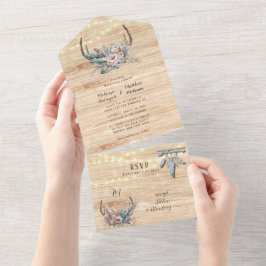 Boho Deer Antler Casamento Floral