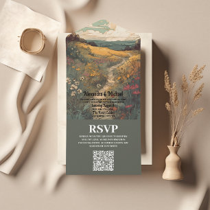 Boho Desert Cactus - Código QR de Casamento Ilustr