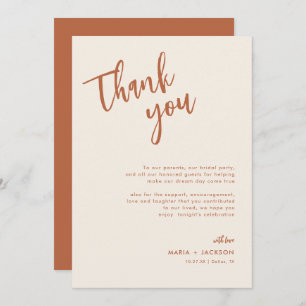 Boho Dessert Weding Menu Obrigado Nota Cartões