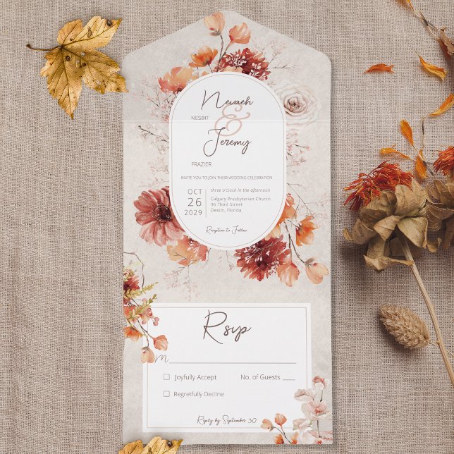 Boho Distante Cream Fall Fall Floral No Janta (Criador carregado)