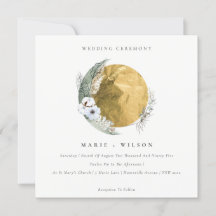 Boho Dourado Saga Green Floral Convite de casament