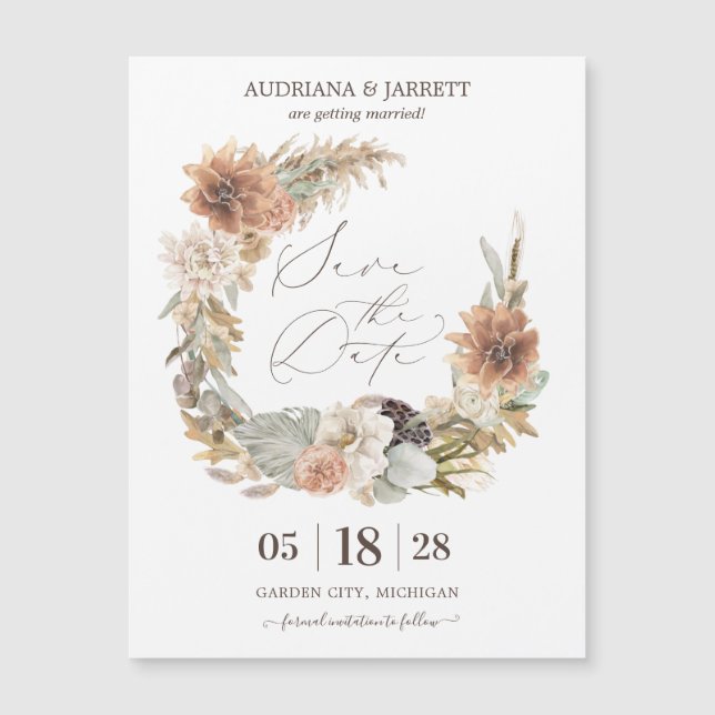 Boho Dried Floral Pampas Grass Queda Do Mês De Out (Frente)