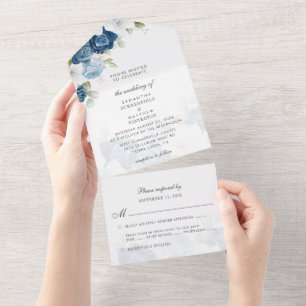 Boho Dusty Blue Floral Casamento Verde