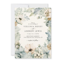 Boho Dusty Blue Weding Convite