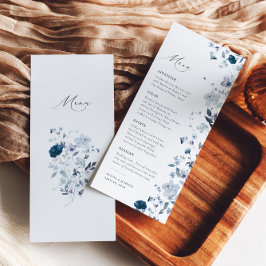 Boho Dusty Blue Wildflower Elegant Menu Casamento