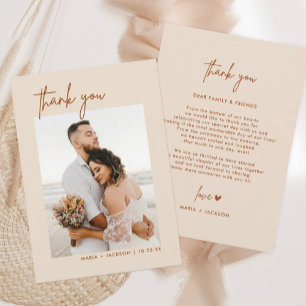 Boho Earthy Foto Casamento Obrigado Cartões