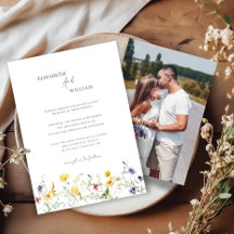 Boho Elegant Wildflower Foto Convite Para Casament