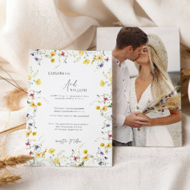 Boho Elegant Wildflower Foto Convite Para Casament