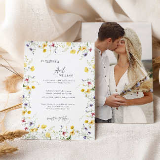 Boho Elegant Wildflower Foto Convite Para Casament