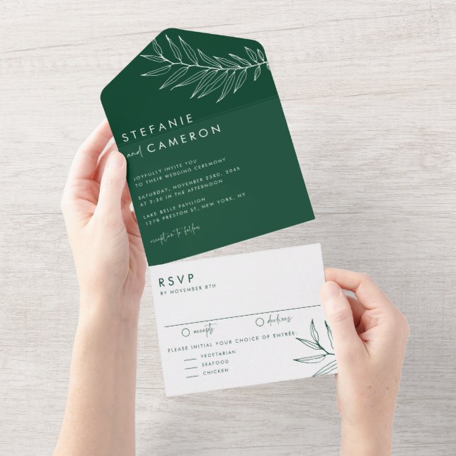 Boho Emerald Green - Casamento de Folhagem Minimal (Aba destacável)