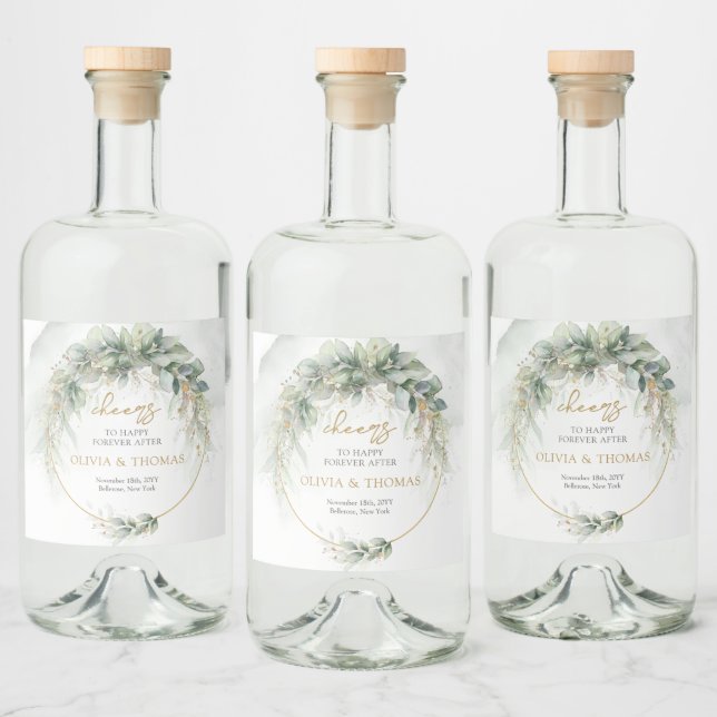 Boho eucalyptus greenery foliage gold oval arch (Garrafas)