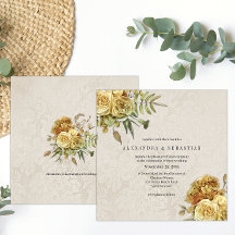 Boho Faded Yellow Roses Country Wedes