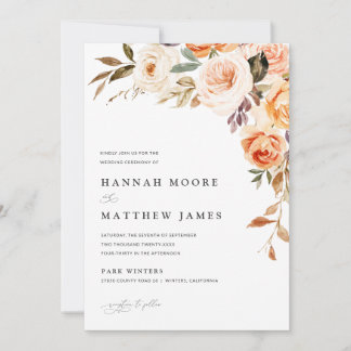 Boho Fall Floral Wedation Convite