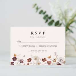 Boho Fall Florals Borboleta Casamento RSVP