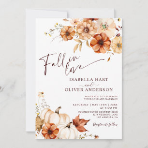 Boho Fall In Love Cream Pumpkin Convite De Casamen