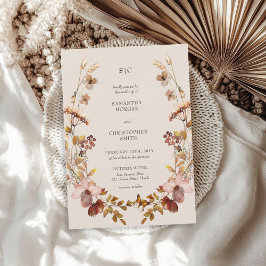 Boho Fall Meadow Wildflower Convite Para Casamento