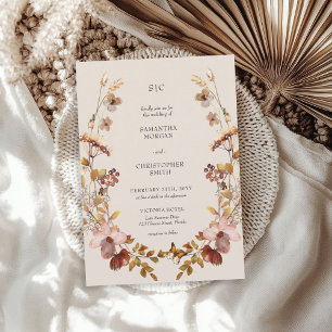 Boho Fall Meadow Wildflower Convite Para Casamento
