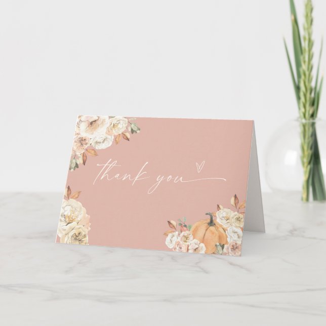 Boho Fall Pumpkin Cartões de agradecimentos (Frente)