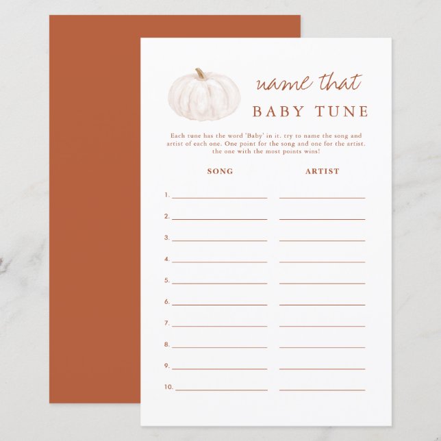 Boho Fall Pumpkin Nome Que Ajusta O Jogo Do Chá de (Frente/Verso)