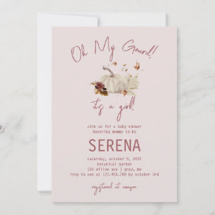 Boho Fall Pumpkin Watercolor Girl Convite Para Beb