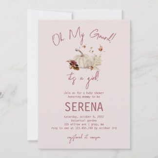 Boho Fall Pumpkin Watercolor Girl Convite Para Beb