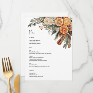 Boho Fall Winter Menu Cards no verso