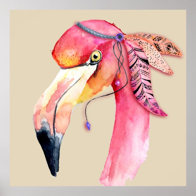 Boho Fiona Flamingo Poster (Frente)