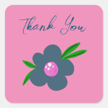 Boho Flor Indigo Azul | Adesivo Quadrado de Festa