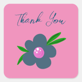 Boho Flor Indigo Azul | Adesivo Quadrado de Festa