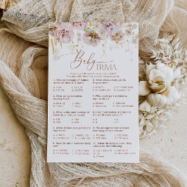 Boho floral Baby trivia jogo de chá de fraldas