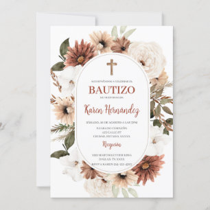 Boho Floral Baptism Convite Espanhol