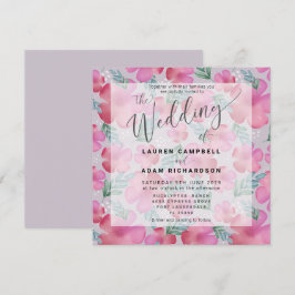 Boho Floral Blush Pink Watercolor Convite de casam