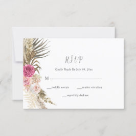 Boho Floral Blush Pink Weding RSVP