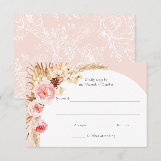 Boho Floral Boho Boho - RSVP - Casamento Floral Pa (Frente/Verso)