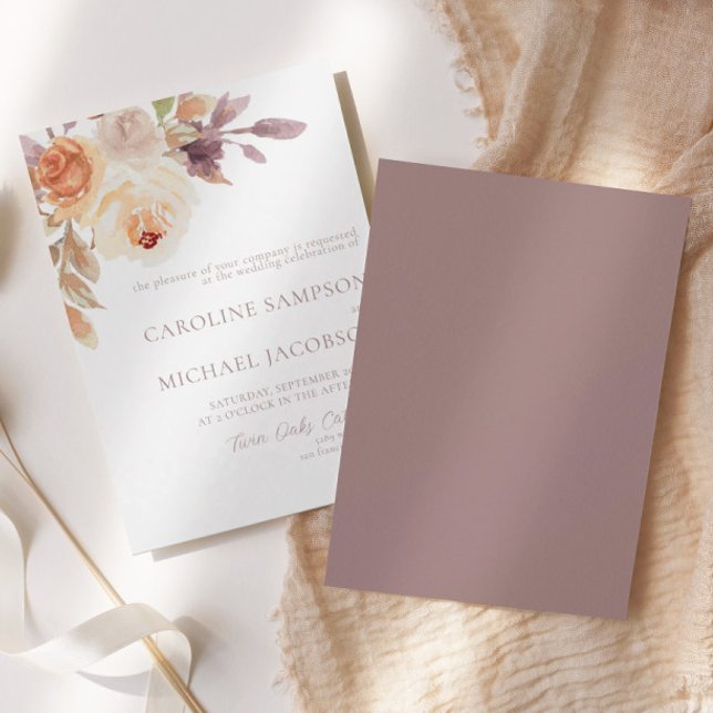 Boho Floral Burnt Orange Casamento outono Convite (Criador carregado)