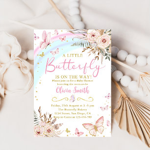 Boho Floral Butterfly Chá de fraldas Convite