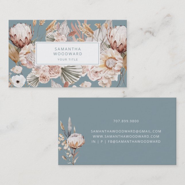 Boho Floral Cartão de visita (Frente/Verso)