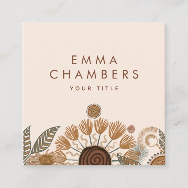 Boho Floral Cartão de visita (Frente)