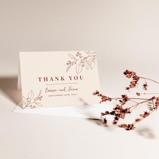 Boho Floral Cartões de agradecimentos De Casamento (Criador carregado)