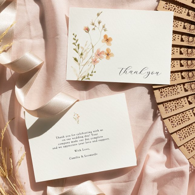 Boho Floral Cartões de agradecimentos De Casamento (Criador carregado)
