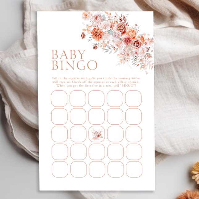 Boho Floral Chá de fraldas Baby Bingo Game (Criador carregado)