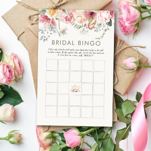Boho Floral Chá de panela Bridal Bingo